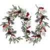 Artificial Christmas Pine Garland with Spruce Cypress Pinecones, Red Berry, Winter Greenery for Holiday Season Mantel, Fireplace, Table Runner, Centerpiece Decoration – 6.6 feet