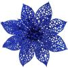Supla 24 Pack Christmas Red Glitter Poinsettia Flowers Picks Christmas Tree Ornaments 5.9″ Wide for Red Christmas Tree Wreaths Garland Holiday Seasonal Wedding Decorations White Gift Box Included(Blue)