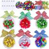 Winlyn 12 Sets Christmas Bulb Ornament Balls Clear Plastic Glass Ball Craft Kit Bauble Ornaments Fillable Unbreakable Shatterproof Hanging Tree Ornaments Jingle Bells Pom-poms Bows for Holiday Décor