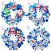 Winlyn 12 Sets Winter Crafts DIY Christmas Snowflake Wreath Ornaments Decorations Art Sets Snowman Santa Foam Stickers for Kids Classroom Activities