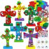 Winlyn 18 Set Christmas Craft Kits DIY Stand-up Cross Decorations Art Sets Snowman Snowflake Foam Stickers Arts and Crafts for Kids Party Classroom Sunday School VBS Activities