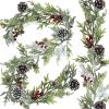 Winlyn 2 Pack 6′ Snowy Artificial Pine and Cedar Christmas Garland Pine Cones Red Berries Winter Greenery Garland Christmas Wedding Winter Seasonal Holiday Table Runner Centerpiece Mantel Decoration
