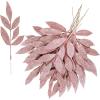 Winlyn 20 Pcs Pink Glitter Bay Leaf Sprays Artificial Christmas Tree Picks Sprays 12.7″ Tall for Pink Christmas Tree Wreath Swag Floral Arrangement Winter Wedding Bouquet Centerpiece Decoration(Rose Gold)