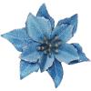 Winlyn 24 Set Christmas Glitter Gold Poinsettia Flowers Picks Christmas Tree Ornaments for Gold Christmas Tree Wreaths Garland Winter Holiday Seasonal Wedding Decorations White Gift Box Included(Blue)