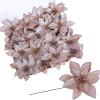 Winlyn 24 Set Christmas Glitter Gold Poinsettia Flowers Picks Christmas Tree Ornaments for Gold Christmas Tree Wreaths Garland Winter Holiday Seasonal Wedding Decorations White Gift Box Included(Rose Gold)