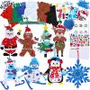 Winlyn 24 Sets Christmas Craft Kits Winter Crafts DIY Christmas Ornaments Decorations Art Sets Foam Santa Reindeer Snowman Christmas Stickers for Kids Holiday Season Classroom Activities Party Favors