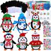 Winlyn 24 Sets Christmas Craft Kits Winter Crafts DIY Christmas Penguin Ornaments Decorations Art Sets Foam Penguin Christmas Stickers for Kids Holiday Festive Home Classroom Activities Party Favors