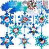 Winlyn 24 Sets Christmas Craft Kits Winter Crafts DIY Christmas Snowflake Ornaments Decorations Art Sets Foam Snowman Santa Owl Christmas Stickers for Kids Holiday Classroom Activities Party Favors