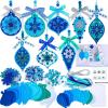 Winlyn 24 Sets Christmas Craft Kits Winter Crafts DIY Snowflake Baubles Ornaments Decorations Snowflake Foam Stickers Christmas Arts and Crafts for Kids Holiday Classroom Art Activities Party Favors