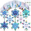 Winlyn 24 Sets Christmas Craft Kits Winter Crafts DIY Snowflake Ornaments Decorations Art Sets Foam Snowflakes Smile Stickers Jingel Bells for Kids Holiday Home Classroom Activities Party Favors
