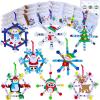 Winlyn 24 Sets Christmas Craft Kits Winter Crafts Popsicle Stick Snowflake Ornaments Decorations Art Sets Craft Stick Snowflake Christmas Stickers for Kids Holiday Classroom Activities Party Favors