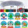 Winlyn 24 Sets Christmas Snow Globe Suncatcher Ornaments DIY Window Paint Art Suncatchers Craft Kits Winter Christmas Snow Globe Sun Catchers for Kids Holiday Classroom Party Decorations Art Project