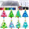 Winlyn 24 Sets Christmas Tree Suncatchers Ornaments Decorations DIY Window Paint Art Suncatchers Winter Crafts Painting Kits for Kids Classroom Activities Art Project Party Favors