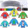 Winlyn 24 Sets Christmas Ugly Sweater Suncatchers Ornaments Decorations DIY Window Paint Art Suncatchers Winter Crafts Painting Kits for Kids Classroom Activities Art Project Party Favors