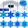 Winlyn 24 Sets Snowflake Suncatchers Ornaments Decorations DIY Window Paint Art Suncatchers Christmas Craft Kits Hanging Snowflake Sun Catchers for Kids Christmas Winter Home Classroom Party Activity