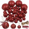 Winlyn 30 Pcs Burgundy Jingle Bells with Star Cutouts Christmas Metal Sleigh Bells Rustic Craft Bells for Christmas Tree Wreath Garland Ornaments Holiday DIY Decorations Assorted Sizes 1.6″ 2.4″ 3.5″