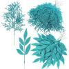 Winlyn 30 Pcs Christmas Teal Blue Glittered Artificial Leaf Sprays Cedar Picks Christmas Tree Ornaments Winter Floral Stems for Teal Blue Christmas Tree Wreath Centerpiece Holiday Wedding Decorations(Teal)