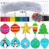 Winlyn 30 Sets Christmas Bauble Suncatcher Ornaments DIY Window Paint Art Suncatchers Craft Kits Winter Christmas Ball Sun Catchers for Kids Holiday Classroom Party Decorations Art Project