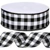 Winlyn 50 Yards Black and White Buffalo Check Plaid Wired Ribbon Gingham Ribbon 2.5″ Wide for Christmas Tree Wreath Bows Festive Farmhouse Decoration Gift Wrapping Crafts Floral Arrangement
