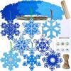 Winlyn 56 Sets 8 Styles Magic Color Scratch Blue Snowflake Ornaments Decorations Scratch Art Christmas Craft Kits Winter Crafts for Kids Holiday Seasonal Home Classroom Activities Party Favors