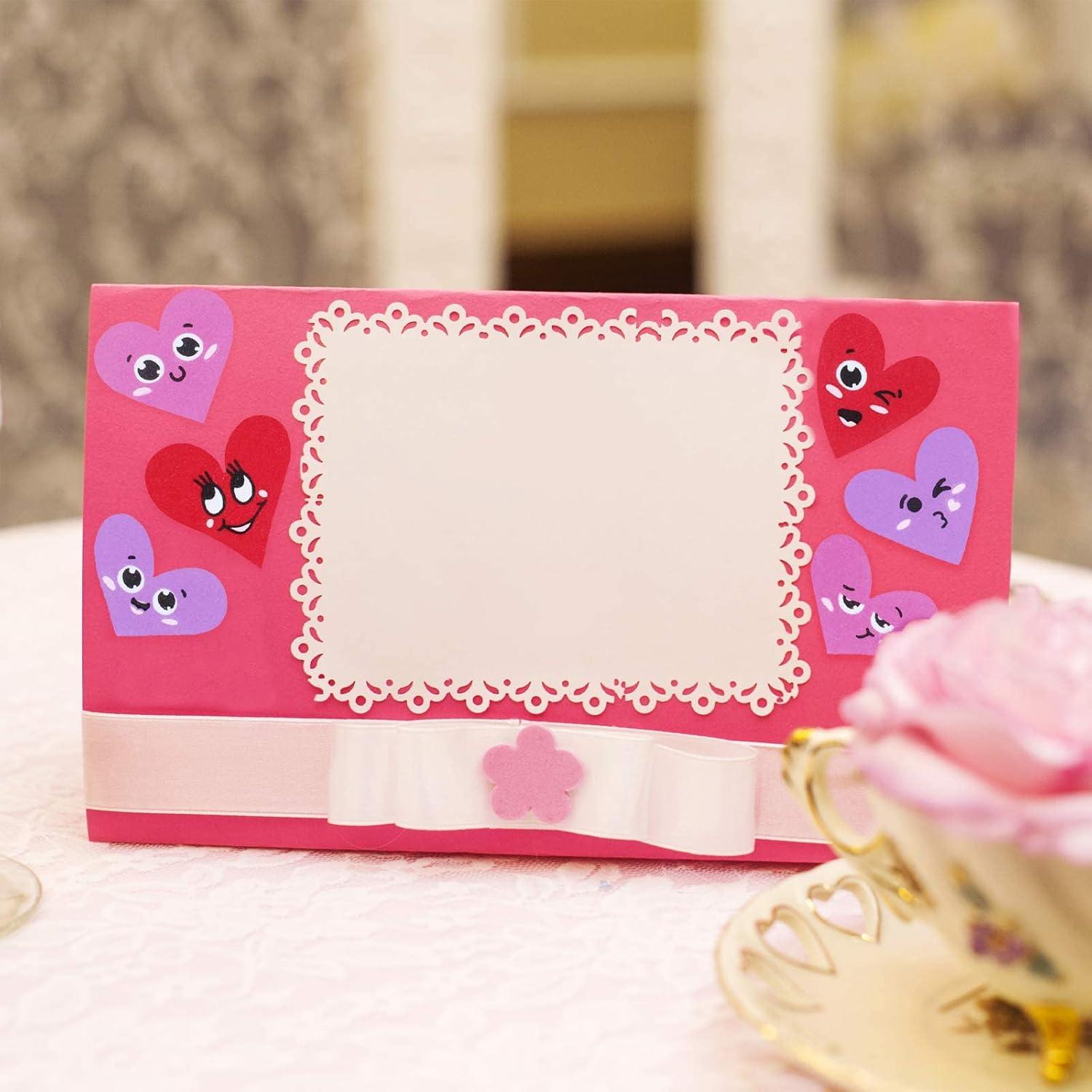 imageWinlyn 477 Pcs Assorted Valentines Day Stickers Embellishments Craft Smile Face Heart Shaped Cutouts Foam Stickers SelfAdhesive in Red Pink Purple for Kids Scrapbooking Cards Decoration