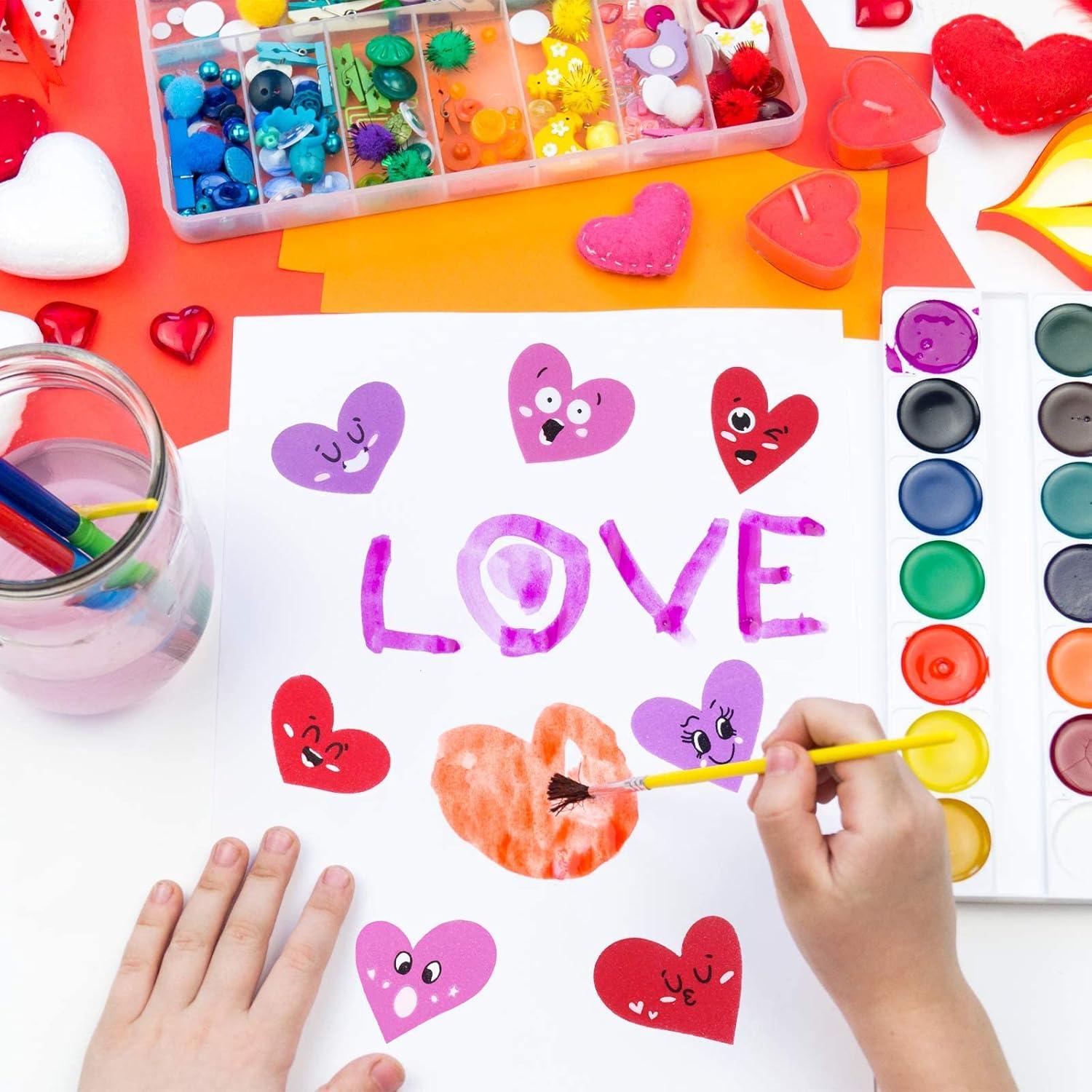 imageWinlyn 477 Pcs Assorted Valentines Day Stickers Embellishments Craft Smile Face Heart Shaped Cutouts Foam Stickers SelfAdhesive in Red Pink Purple for Kids Scrapbooking Cards Decoration