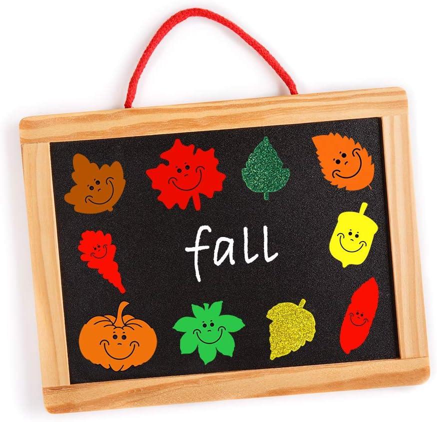 imageWinlyn 708 Pcs Bulk Foam Fall Leaves Shape Stickers Self Adhesive Smile Face Autumn Maple Oak Leaves Glitter Leaves Stickers 1quot 15quot 2quot Embellishments for Kids Craft Halloween Thanksgiving Decoration