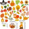 Winlyn 7 Sheets 102 Pcs Thanksgiving Window Clings Fall Window Stickers Decals Featuring Turkey Fall Maple Leaf Pumpkin Acorn Cornucopia Indian Corn for Autumn Harvest Festival Seasonal Decoration