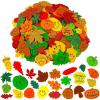 Winlyn 708 Pcs Bulk Foam Fall Leaves Shape Stickers Self Adhesive Smile Face Autumn Maple Oak Leaves Glitter Leaves Stickers 1″ 1.5″ 2″ Embellishments for Kids Craft Halloween Thanksgiving Decoration…