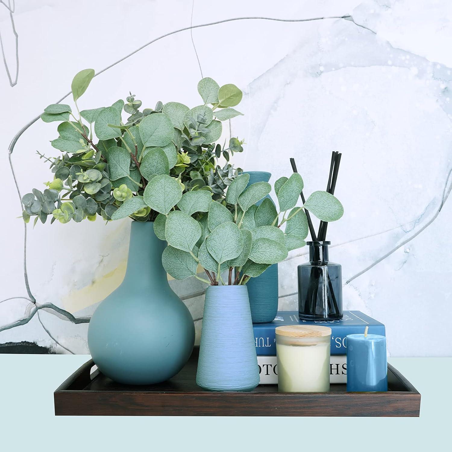 image10 Pcs Mixed Eucalyptus Leaves Stems Bulk Artificial Silver Dollar Picks Faux Branches for Vase Bouquets Floral Arrangement Wreath Farmhouse Rustic Greenery Decor