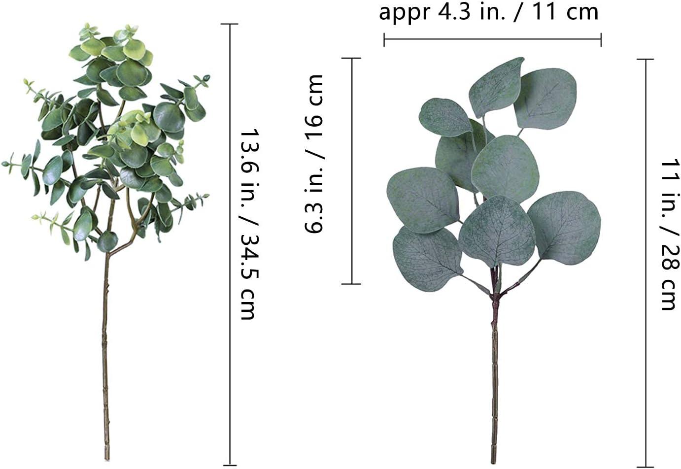 image10 Pcs Mixed Eucalyptus Leaves Stems Bulk Artificial Silver Dollar Picks Faux Branches for Vase Bouquets Floral Arrangement Wreath Farmhouse Rustic Greenery Decor