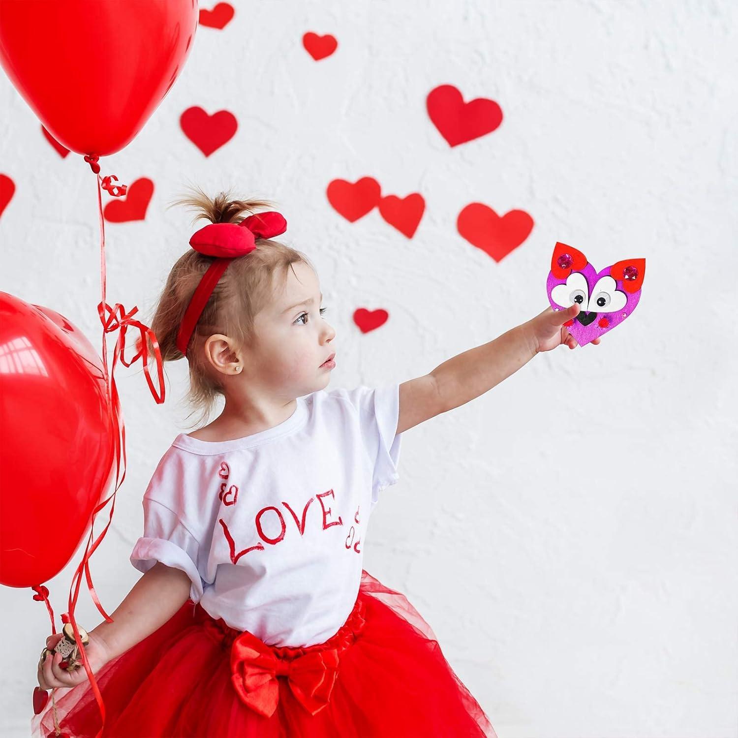 image17 Sets Valentine Wood Painting Craft Kits Wooden Heart Animal Ornaments Art Sets DIY Wood Heart Dog Cat Butterfly Fish Bee Owl Dog Llama Creativity Decorations for Kids Valentine Spring Party Favors