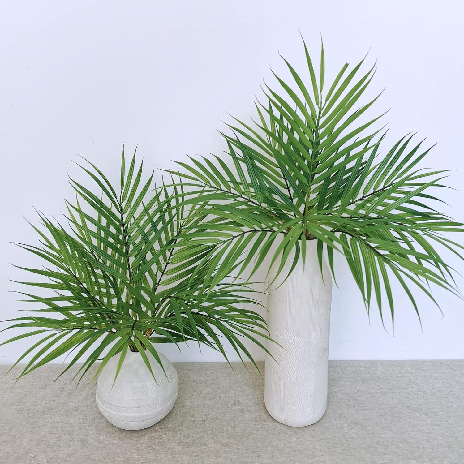 image2 pcs Artificial Tropical Areca Palm Leaf Bushes Faux Greenery Branches Stems in Green 169quot Tall for Vase Planter Floral Arrangement Bouquet Centerpiece Luau Haiwaiian Party Beach Wedding Decoration