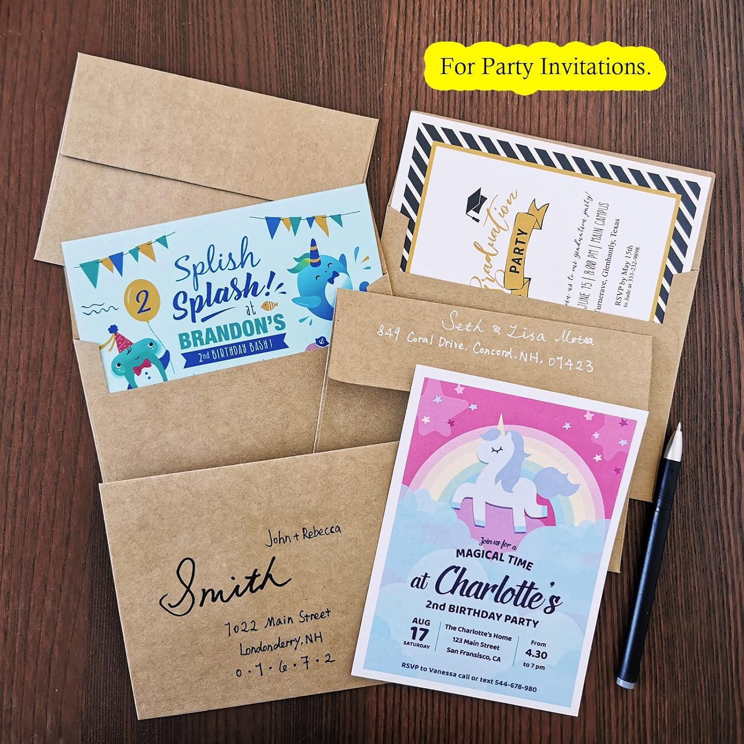 image200 Pcs Bulk A6 Invitation Envelopes in Black Peel ampamp Seal SelfSeal 4 34 x 6 12 Square Flap Envelopes 100lbfor Wedding Shower Graduation Invitation Announcement Mailing 4 x 6 Photo Greeting CardsBrown Kraft