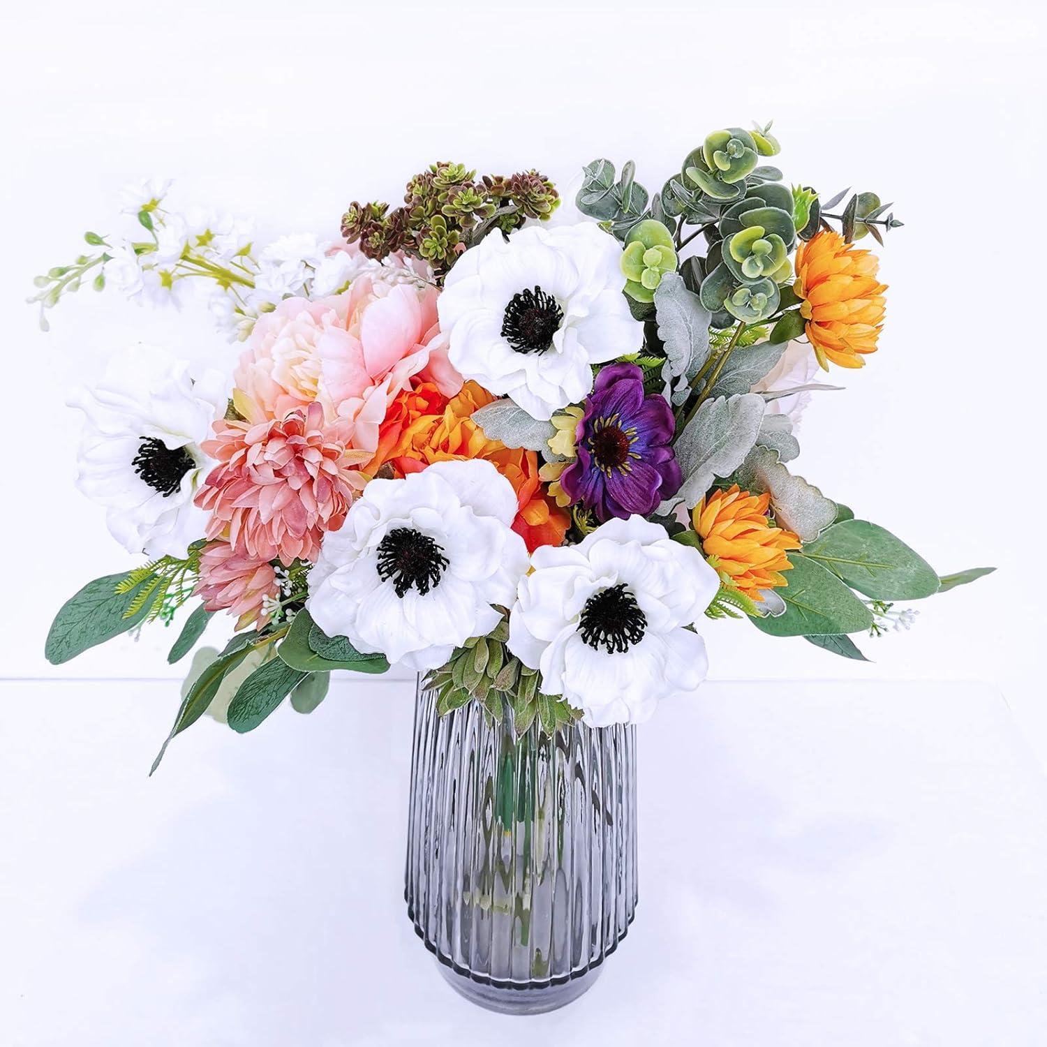 image8 Pcs White Flowers Artificial Flowers for Wedding Bouquets Corsages Floral Arrangement Centerpieces Vase Basket Decoration