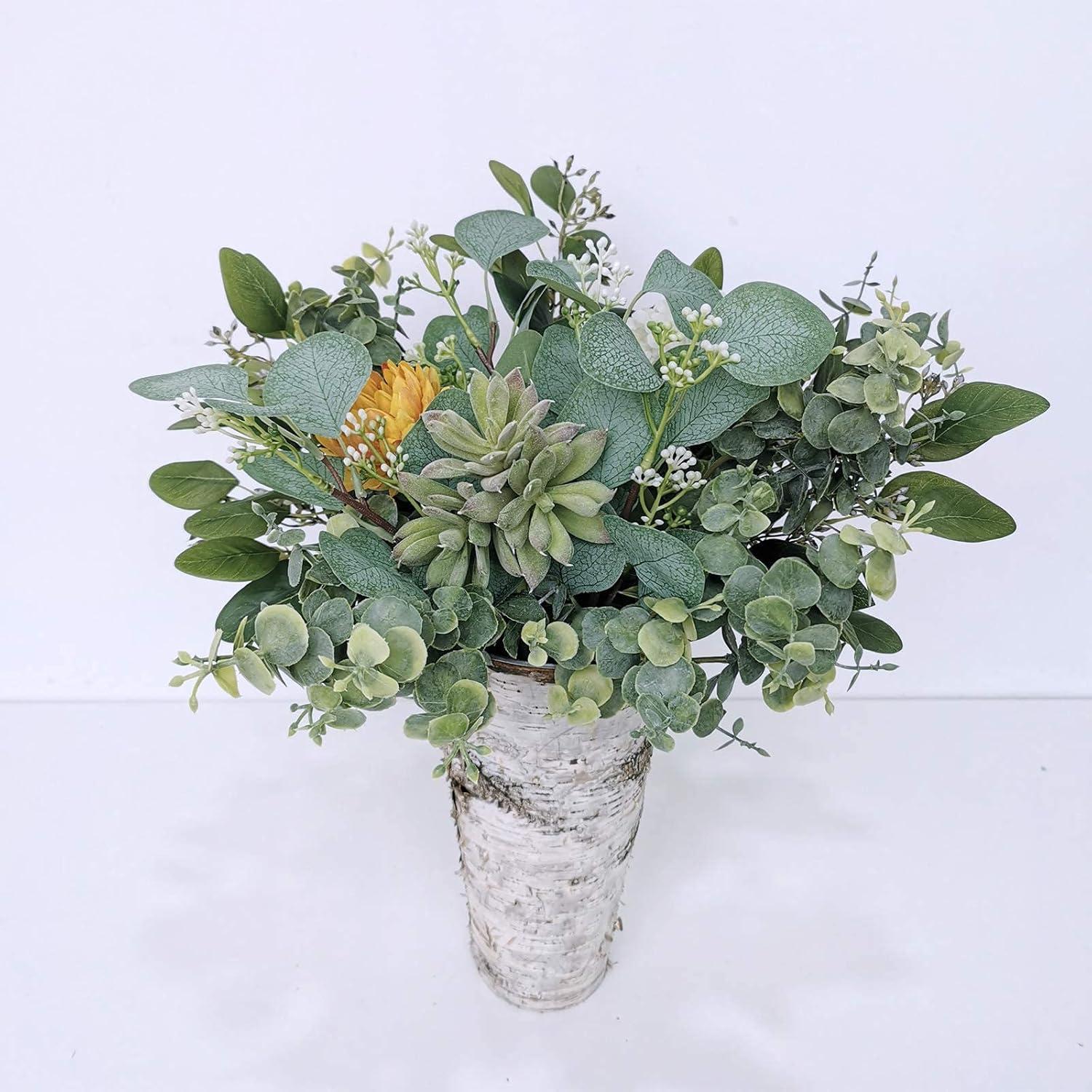 imageBulk Artificial Silver Dollar Eucalyptus Leaves Picks Stems and Faux Branches for Vase Bouquets Floral Arrangement Wreath Rustic Farmhouse Greenery Decoration