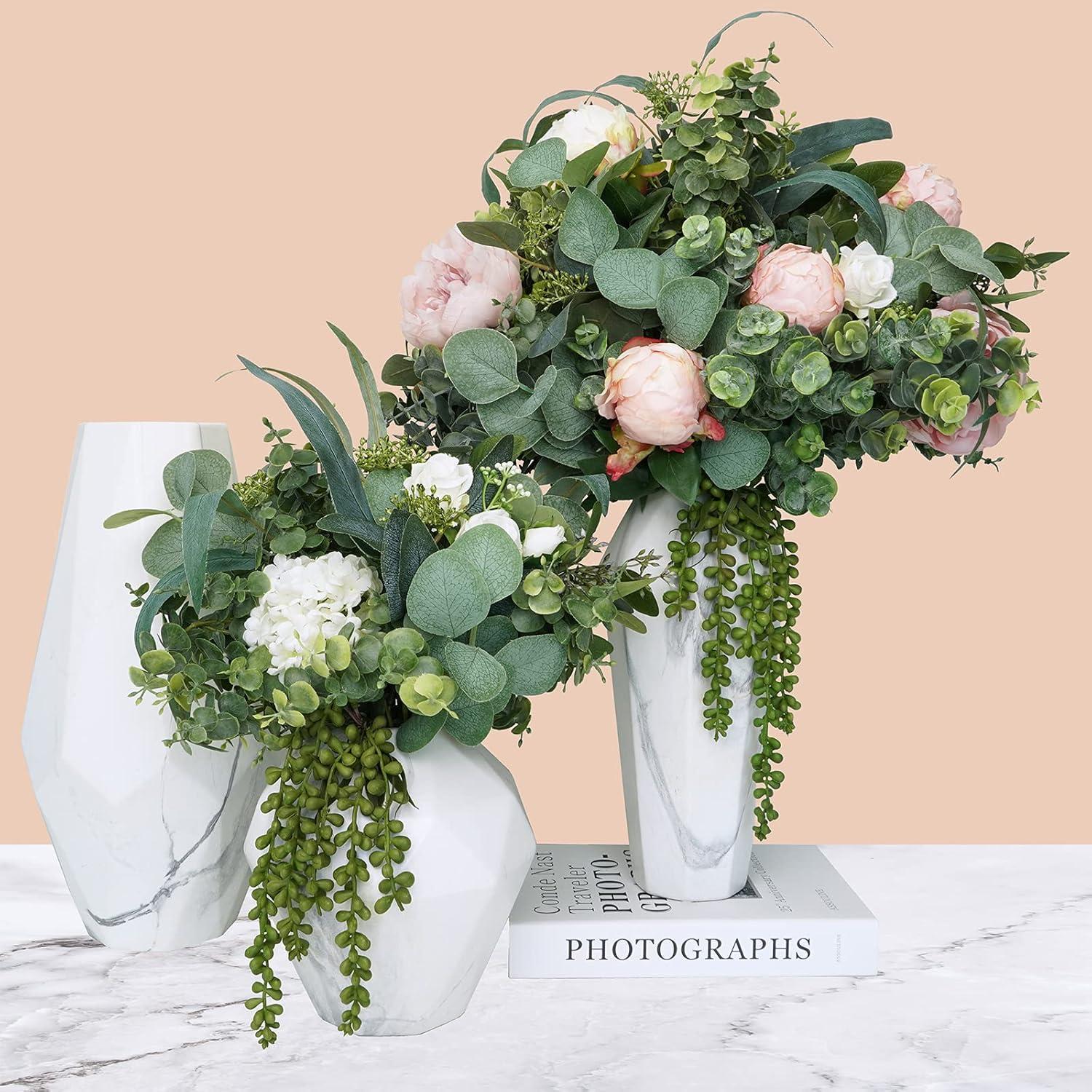 imageBulk Artificial Silver Dollar Eucalyptus Leaves Picks Stems and Faux Branches for Vase Bouquets Floral Arrangement Wreath Rustic Farmhouse Greenery Decoration