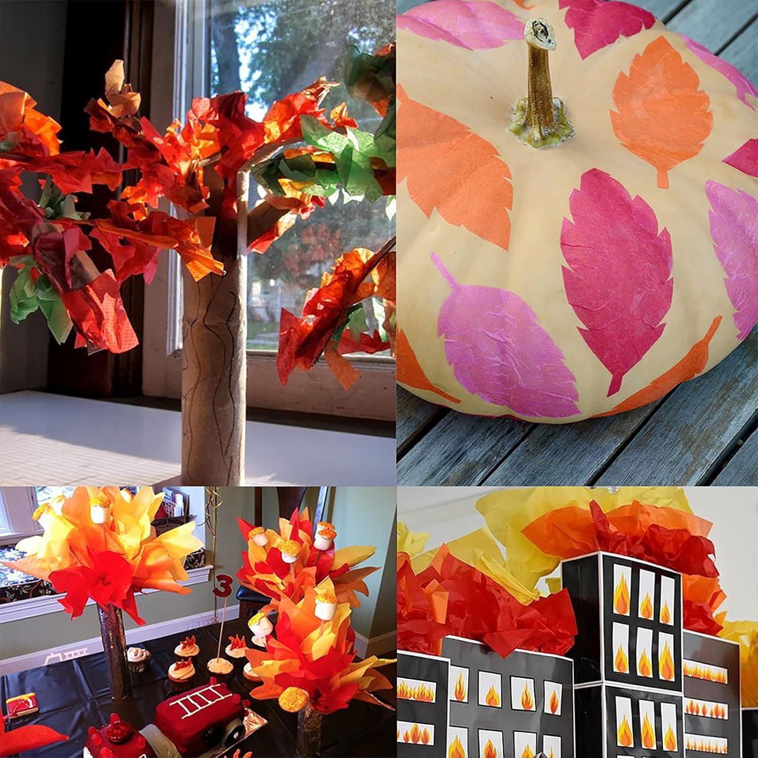 imageSupla 140 Sheets 14 Fall Color Tissue Paper Bulk Gift Wrapping Decorative Tissue Paper Art Tissue Paper 20quot x 26quot for Fall Craft Floral DIY Wedding Holiday Thanksgiving Festival Party Tissue Paper Pom