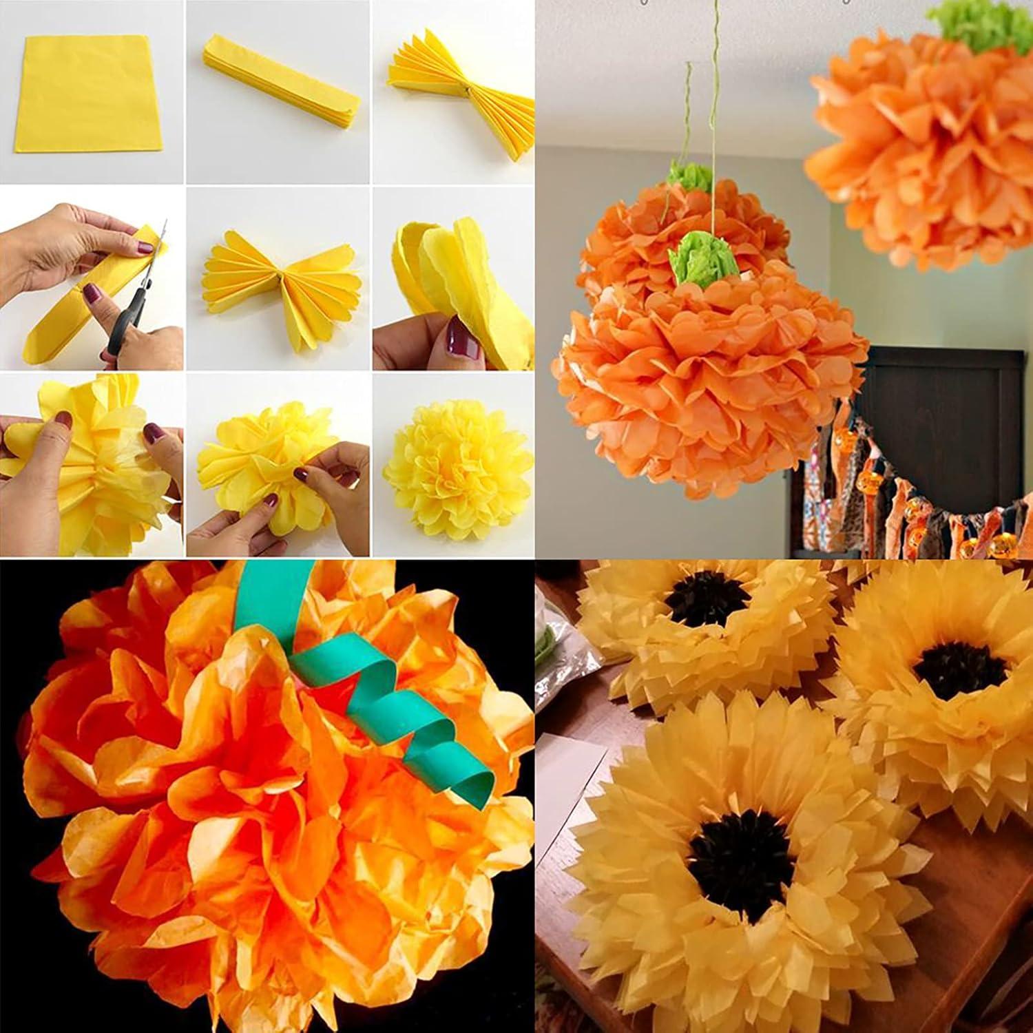 imageSupla 140 Sheets 14 Fall Color Tissue Paper Bulk Gift Wrapping Decorative Tissue Paper Art Tissue Paper 20quot x 26quot for Fall Craft Floral DIY Wedding Holiday Thanksgiving Festival Party Tissue Paper Pom