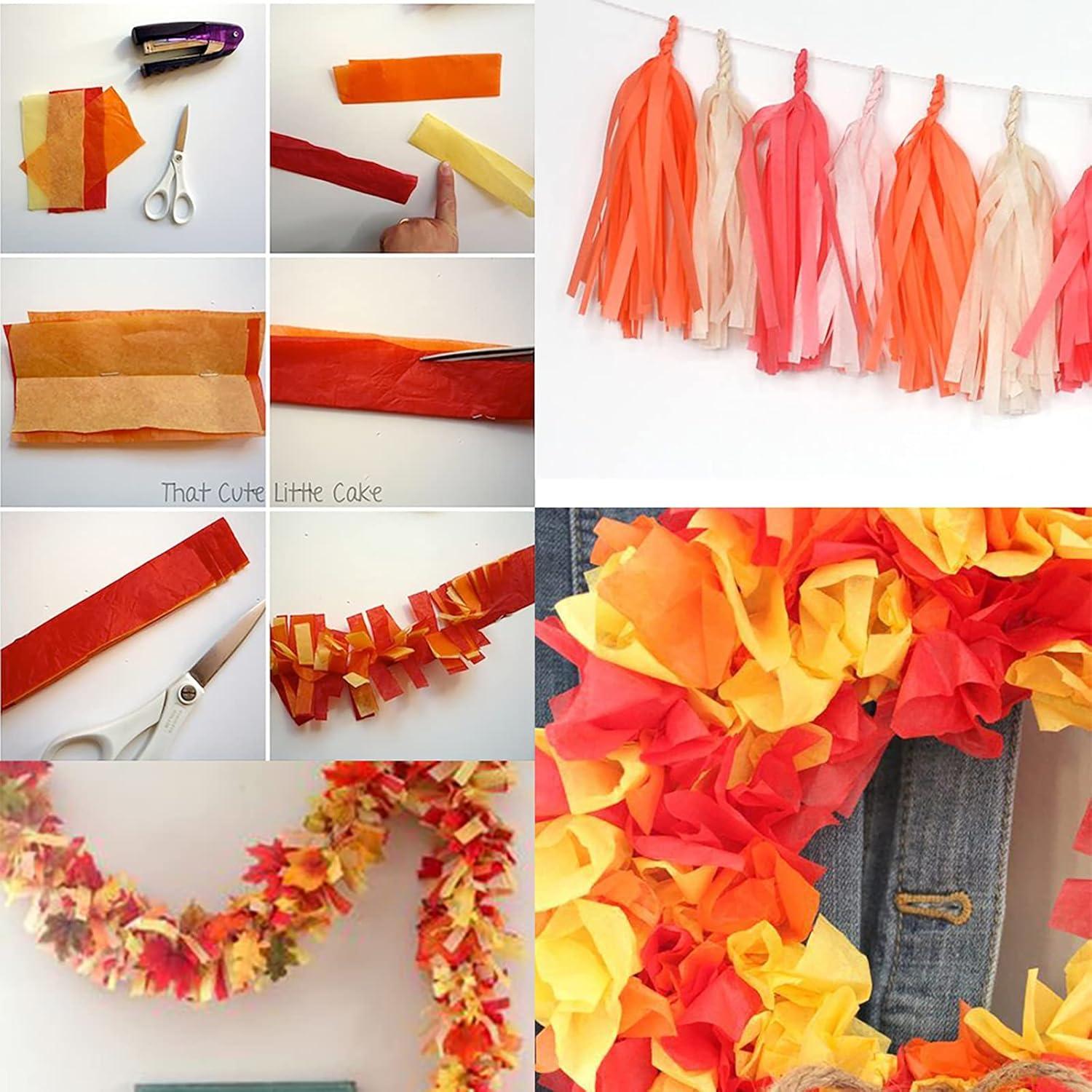 imageSupla 140 Sheets 14 Fall Color Tissue Paper Bulk Gift Wrapping Decorative Tissue Paper Art Tissue Paper 20quot x 26quot for Fall Craft Floral DIY Wedding Holiday Thanksgiving Festival Party Tissue Paper Pom