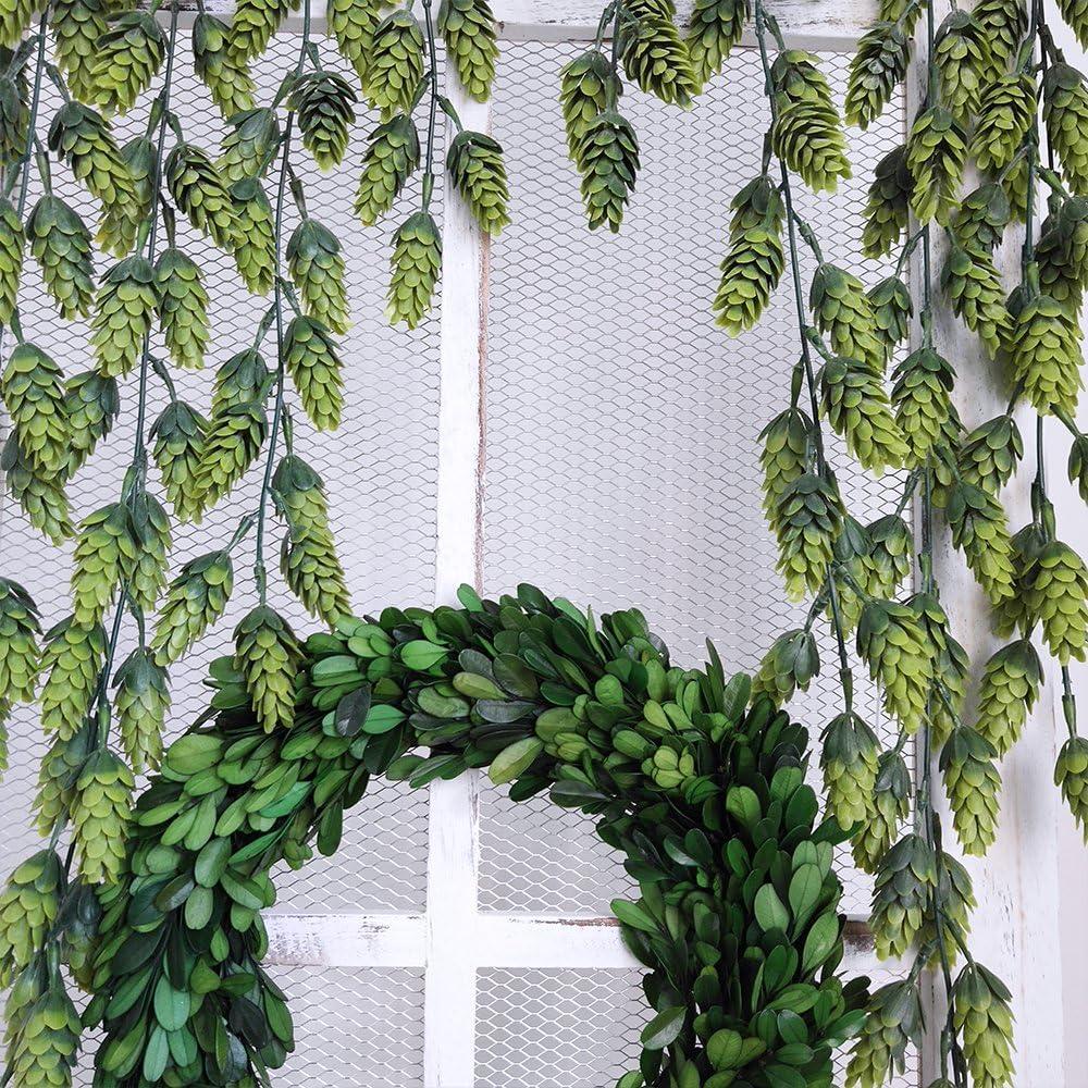imageSupla 2 PCS Artificial Hops Flower Vine Garland Plant Fake Hanging Vine Hops Faux hops Artificial Hanging Plants in Frosted Green Each 295quot for Indoor Outdoor Front Porch Flower Decor Floral Greenery