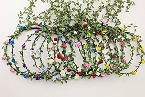 imageSupla 327 Ft Artificial Vines Fake Hanging Plants Leaves Ribbon Leaf Vine Trim Foliage Rattan DIY Wreath Foliage Green Leaves Ribbon Decorative Home Wall Garden Wedding Party Wreaths Decor