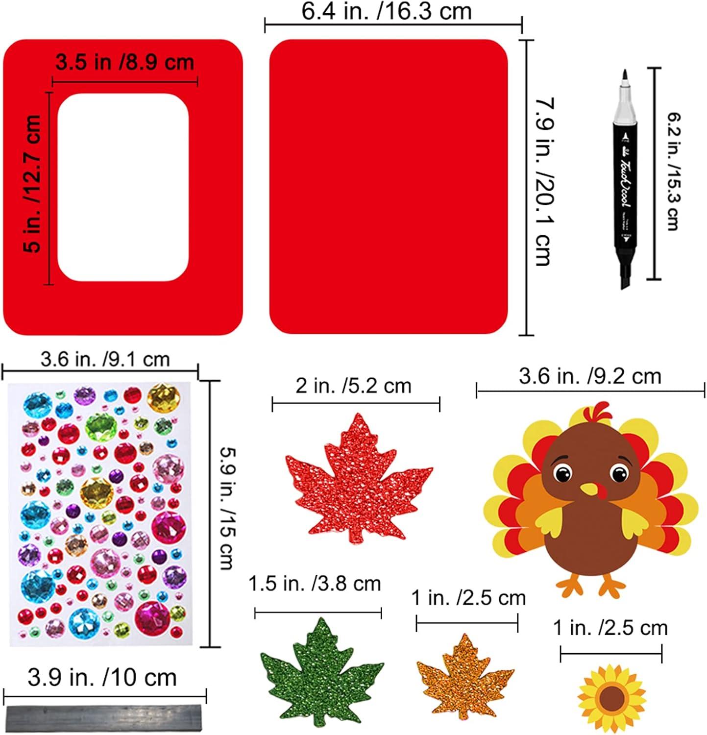 imageWinlyn 12 Sets Fall Craft Kits Fall Thanksgiving Picture Frame Decorations Art Sets Tree of Thanks Turkey Owl Smile Face Pumpkin Autumn Leaf Foam Stickers Arts and Crafts for Kids Party Activities