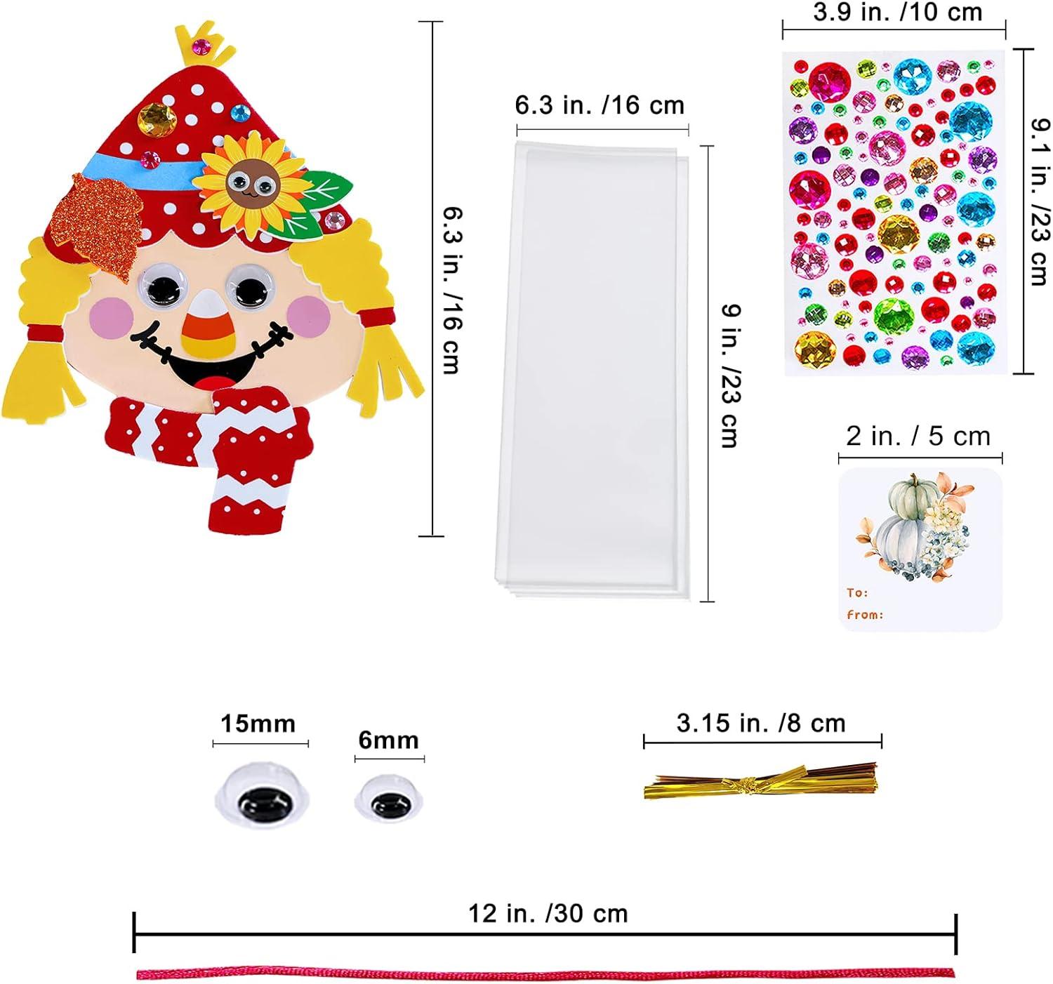 imageWinlyn 24 Sets Fall Craft Kits Autumn Scarecrow Crafts Fall Scarecrow Head Craft Kits Maple Leaves Pumpkins Harvest Foam Stickers Arts and Crafts for Kids Classroom Activities Holiday Party Favors