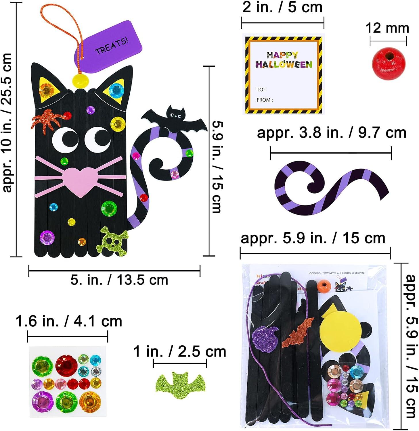 imageWinlyn 24 Sets Halloween Crafts Kits Fall Crafts DIY Craft Stick Halloween Ornaments Decorations Art Set JackOLantern Ghost Foam Stickers Arts and Crafts for Kids Classroom Activities Party Favors