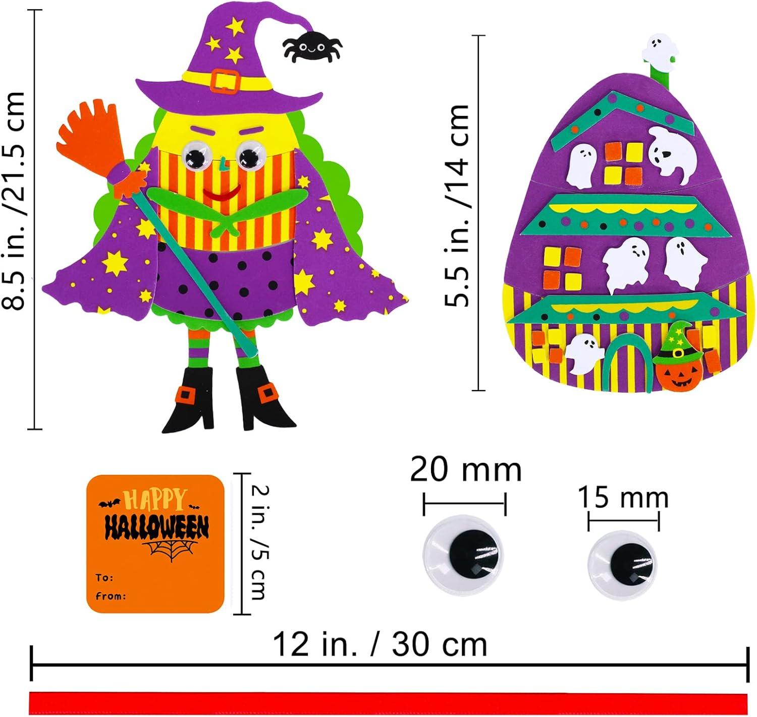 imageWinlyn 24 Sets Halloween Crafts Kits Fall Crafts DIY Halloween Ornaments Decorations Art Sets Pumpkin Monster JackoLantern Foam Stickers Arts and Crafts Googly Eyes for Kids Classroom Activities