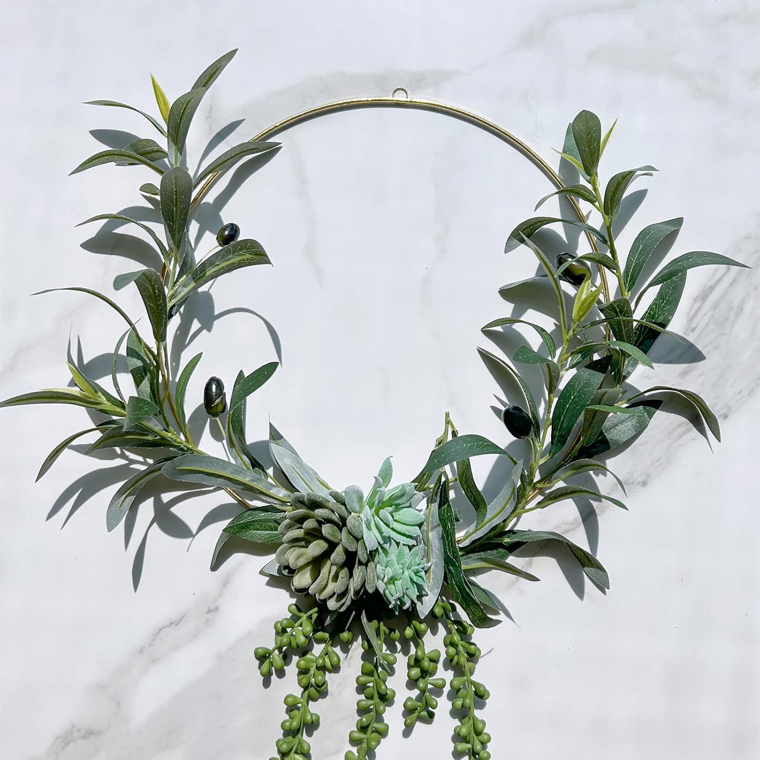 imageWinlyn 3 Pcs 236quot Tall Artificial Olive Branches with 261 Leaves Lifelike Faux Eucalyptus Plant Stems for Floral Arrangements Vases Bouquets Wreaths Centerpieces Wedding Holiday Greenery Home Decor