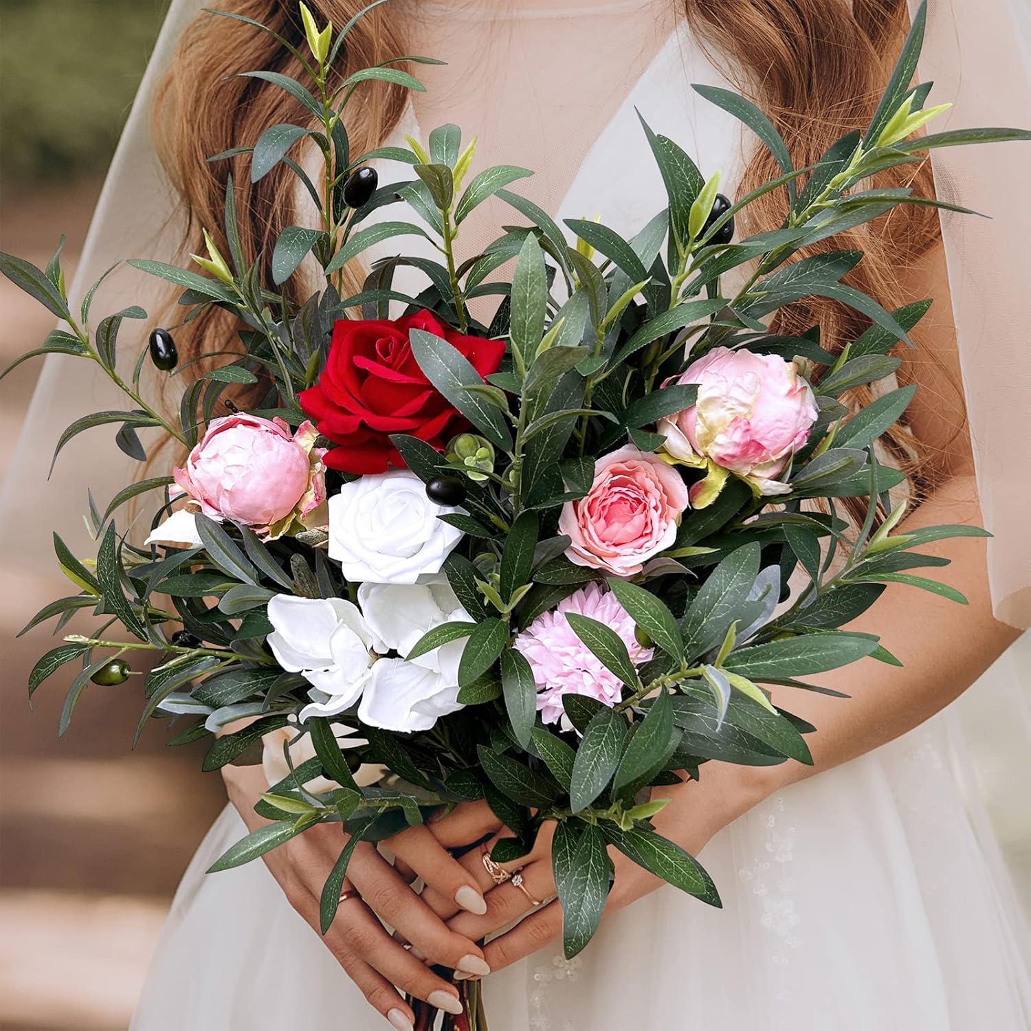 imageWinlyn 3 Pcs 236quot Tall Artificial Olive Branches with 261 Leaves Lifelike Faux Eucalyptus Plant Stems for Floral Arrangements Vases Bouquets Wreaths Centerpieces Wedding Holiday Greenery Home Decor