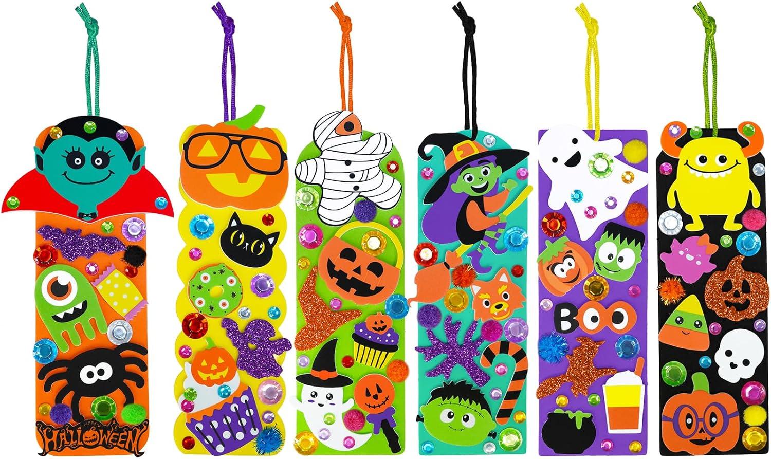 imageWinlyn 36 Sets Halloween Crafts Kits Fall Crafts DIY Halloween Bookmarks Ornaments Art Sets Bats Monster JackOLantern Ghost Foam Stickers Arts and Crafts for Kids Classroom Activities Party Favors