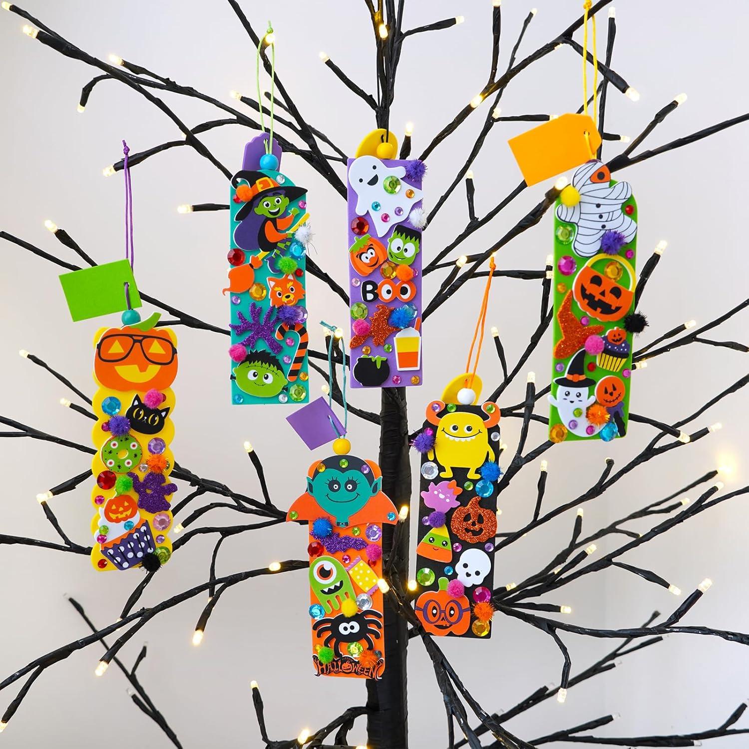 imageWinlyn 36 Sets Halloween Crafts Kits Fall Crafts DIY Halloween Bookmarks Ornaments Art Sets Bats Monster JackOLantern Ghost Foam Stickers Arts and Crafts for Kids Classroom Activities Party Favors